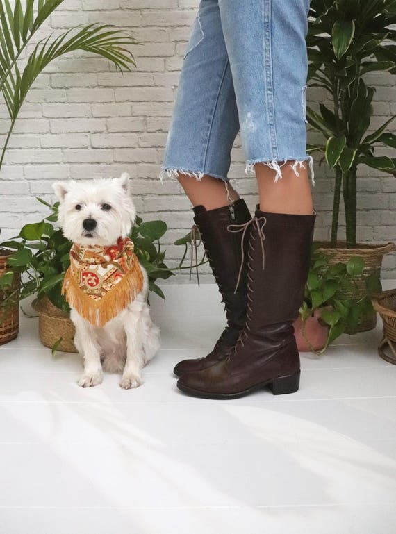 90s Equestrian Riding Boots | Size 9 | Vintage Aldo Italian Leather Lace Up Knee High Boot | Mahogany Brown | Made In Italy