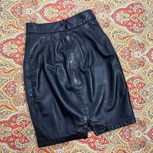 1980s High Waist Leather SkirtXXS Size 24 WaistDanier Leather