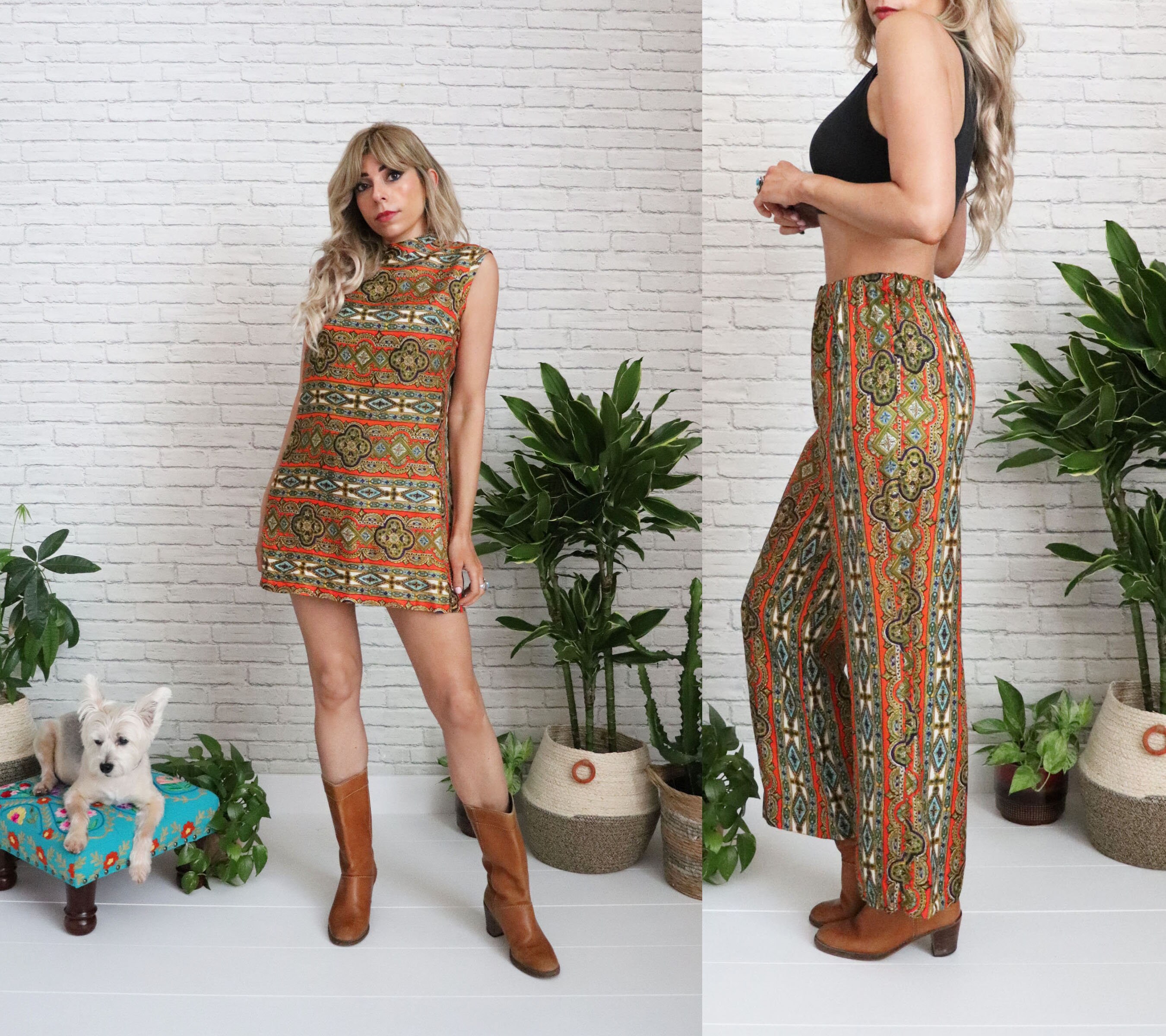 1960's Two Piece Dress Set | Ornate Paisley Print | Bohemian 1960's Two Piece Dress Set | Ornate Paisley Print | Bohemian
