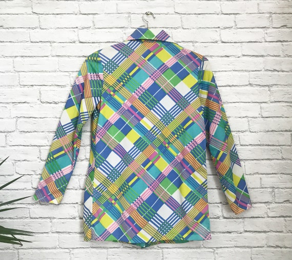 1960s PASTEL Tartan Shirt // Size Small // Button… - image 6