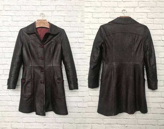 70's Brown Leather Jacket, 1960s Mod Leather Butt… - image 6