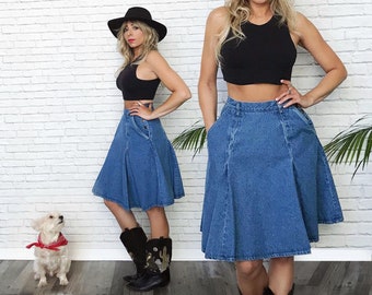 Mid length denim skirts 8x10 sale