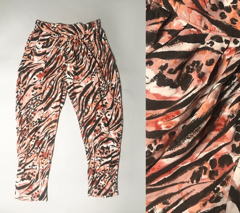 80s Animal Print Harem Pants  Large Medium  Drop Crotch image 5