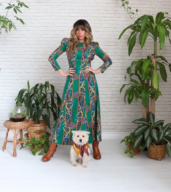 1960s Paisley Maxi Dress, Petite Psychedelic Dress