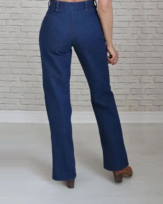 1970s Deadstock Wrangler Jeans 27 Waist Dark Indigo Denim