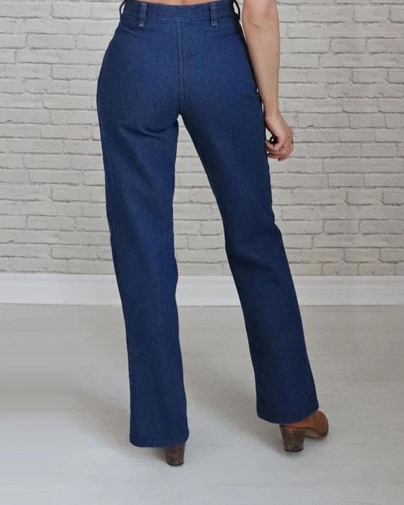 70s Wrangler Jeans | 27 Waist | Vintage High Waist Deadstock NOS Indigo Blue Denim image 9