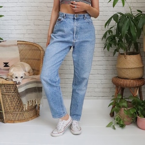 1980s Lee Acid Wash Jeans | 29 To 30 Waist | Tapered Mom Jeans | High Waist Blue Denim | Relaxed Tapered Legs | Mom Jeans | Made In U.S.A