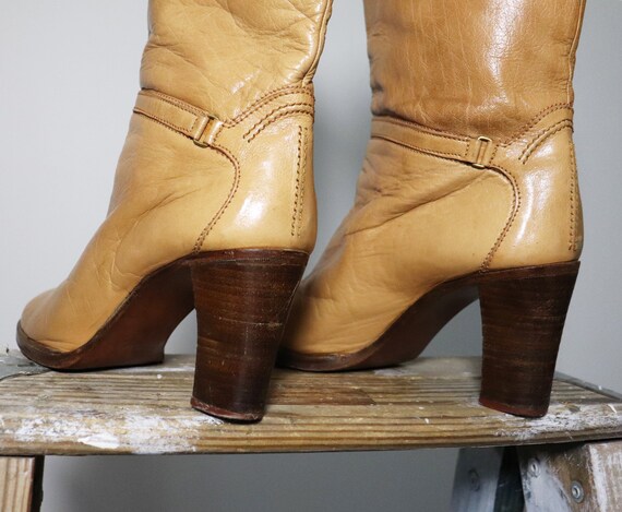 1970's Honey Leather Booties || Size 9 To 9.5 || … - image 9