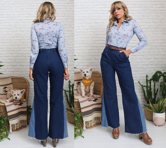 70s Wrangler Bell Bottom Jeans | 27 to 28 Waist | Vintage High
