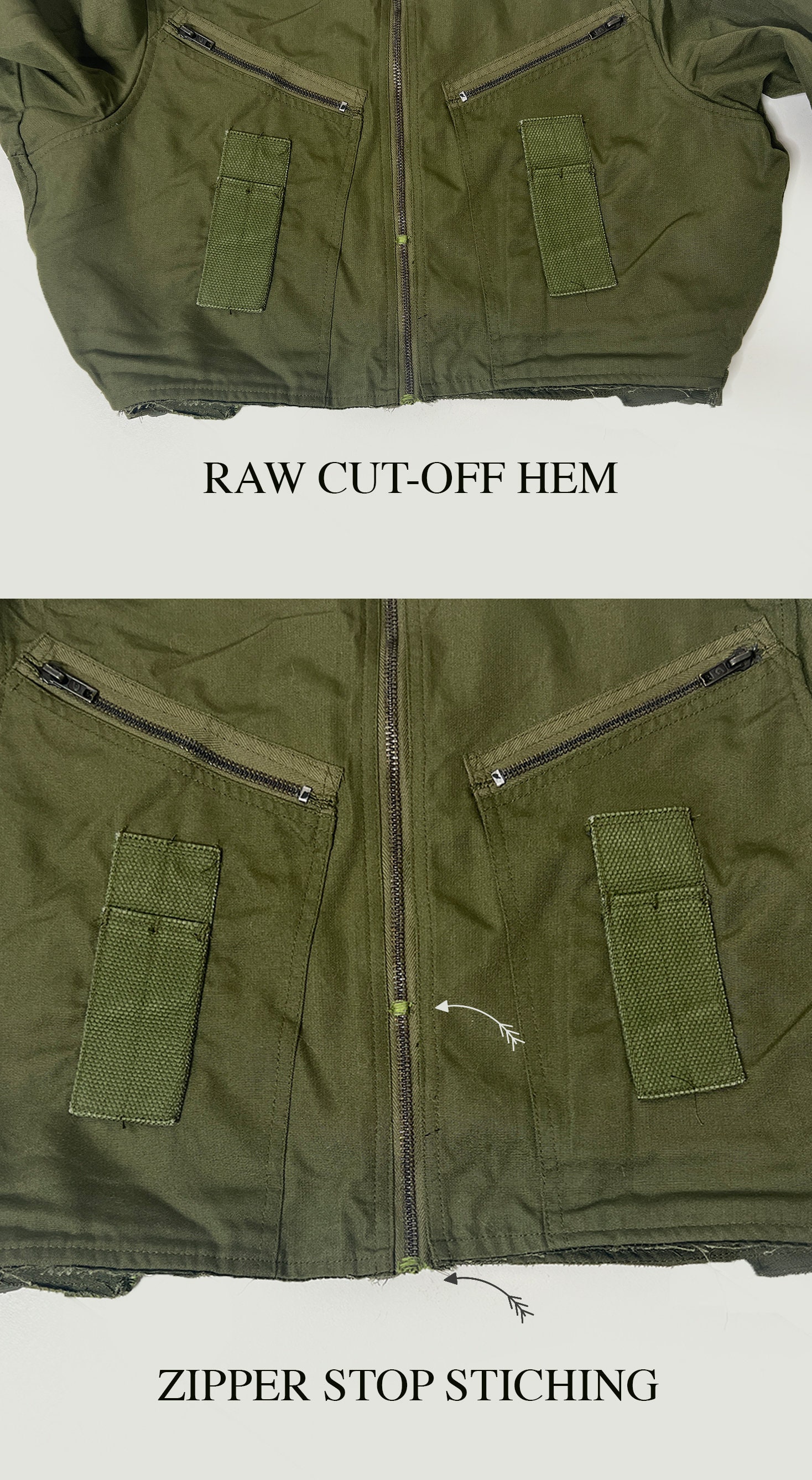 Vintage 90s Upcycled Military Half-zip Jacket | Olive Green Vintage 90s Upcycled Military Half-zip Jacket | Olive Green