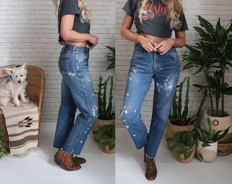 Vintage Rustler Painter Jeans | 30 Waist| Distressed Worn In | Menswear Boyfriend Jeans | Relaxed Fit Tapered Leg | Artists Workwear Denim