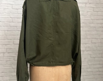 Vintage 90s Upcycled Military Half-zip Jacket | Olive Green