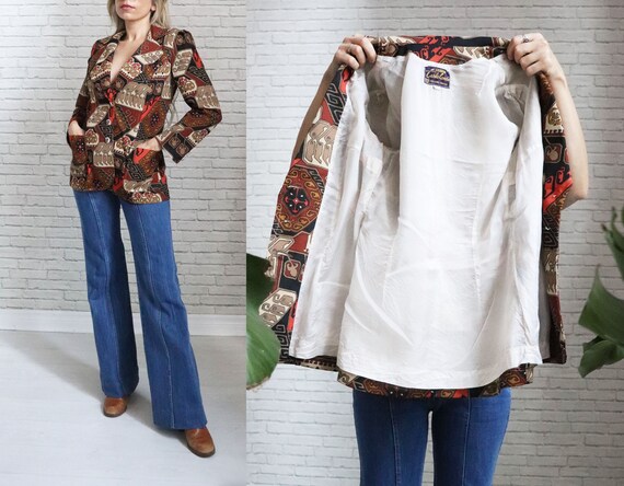 1960's Mod Brown Blazer, Small Size Ladies, Carlo Con… - Gem