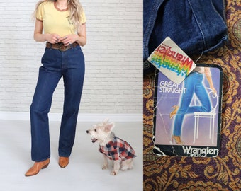 1970s Wrangler Jeans || 27 Waist 33 Length || High Waist Dark Blue Denim || Deadstock Unworn Vintage || Western Jeans Juniors