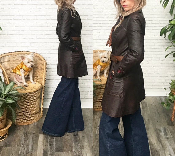 70's Brown Leather Jacket, 1960s Mod Leather Butt… - image 2