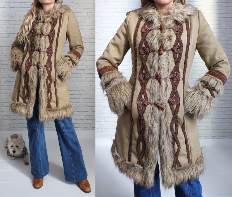 Italian Penny Lane Coat  Size XS To S  Vintage Boho Shaggy image 1