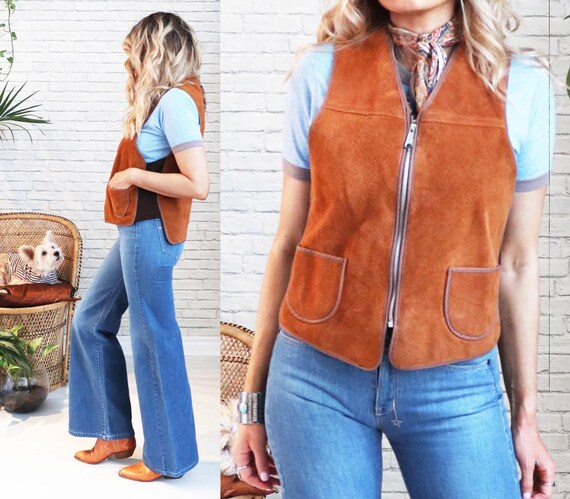 1960s Suede Shearling Vest || Medium Small || Hone