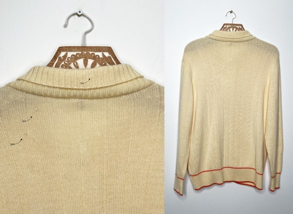 Vintage Ellesse Tennis Cardigan | Small to Medium Size Men's | 70s Zip-Up Knit Sweater View 6