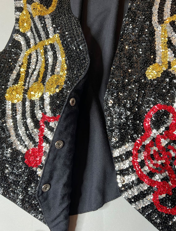 1980's Sequin Music Vest | Large Size | Unisex | … - image 7