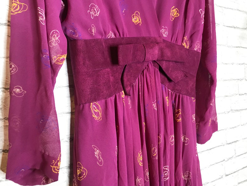 70's Purple Party Dress Plunging Neckline Purple image 7