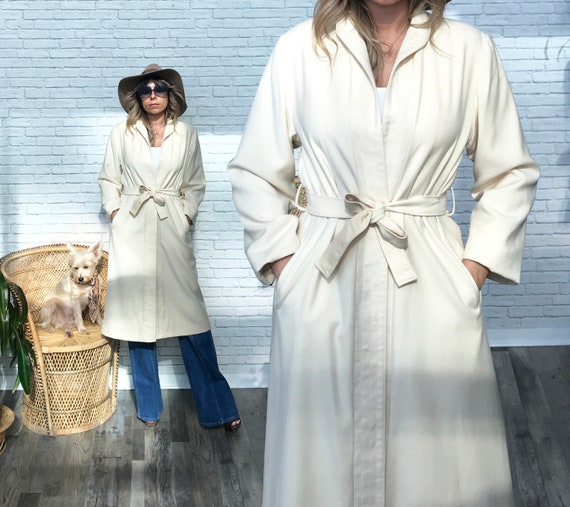70s White Wool Coat, Designer Pierre Bouchard Coat