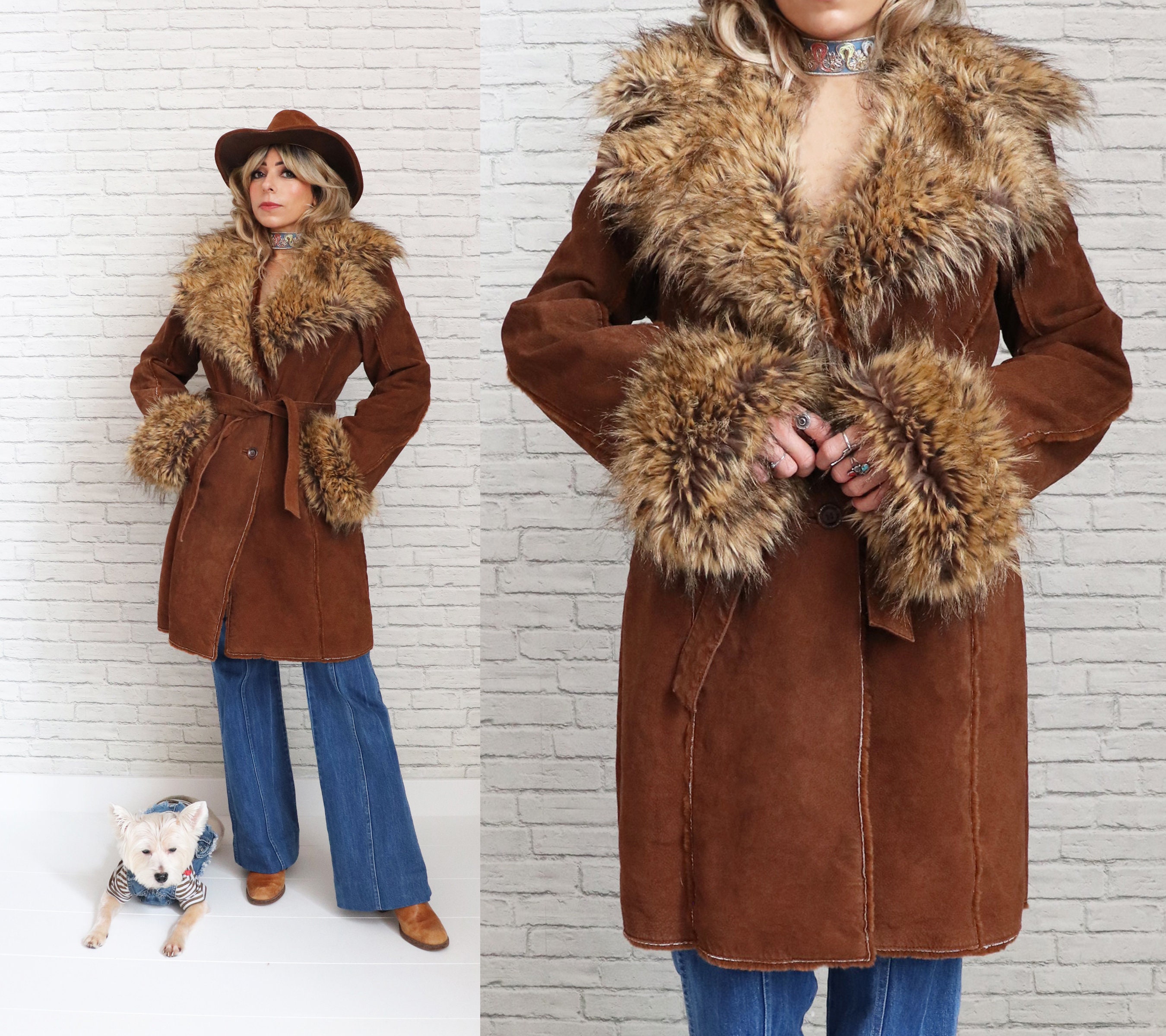 Shaggy Faux Fur Coat - Etsy Canada