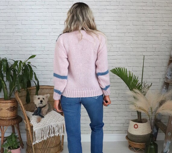 Vintage 80s Knit Sweater || Soft Lilac Pink Paste… - image 3