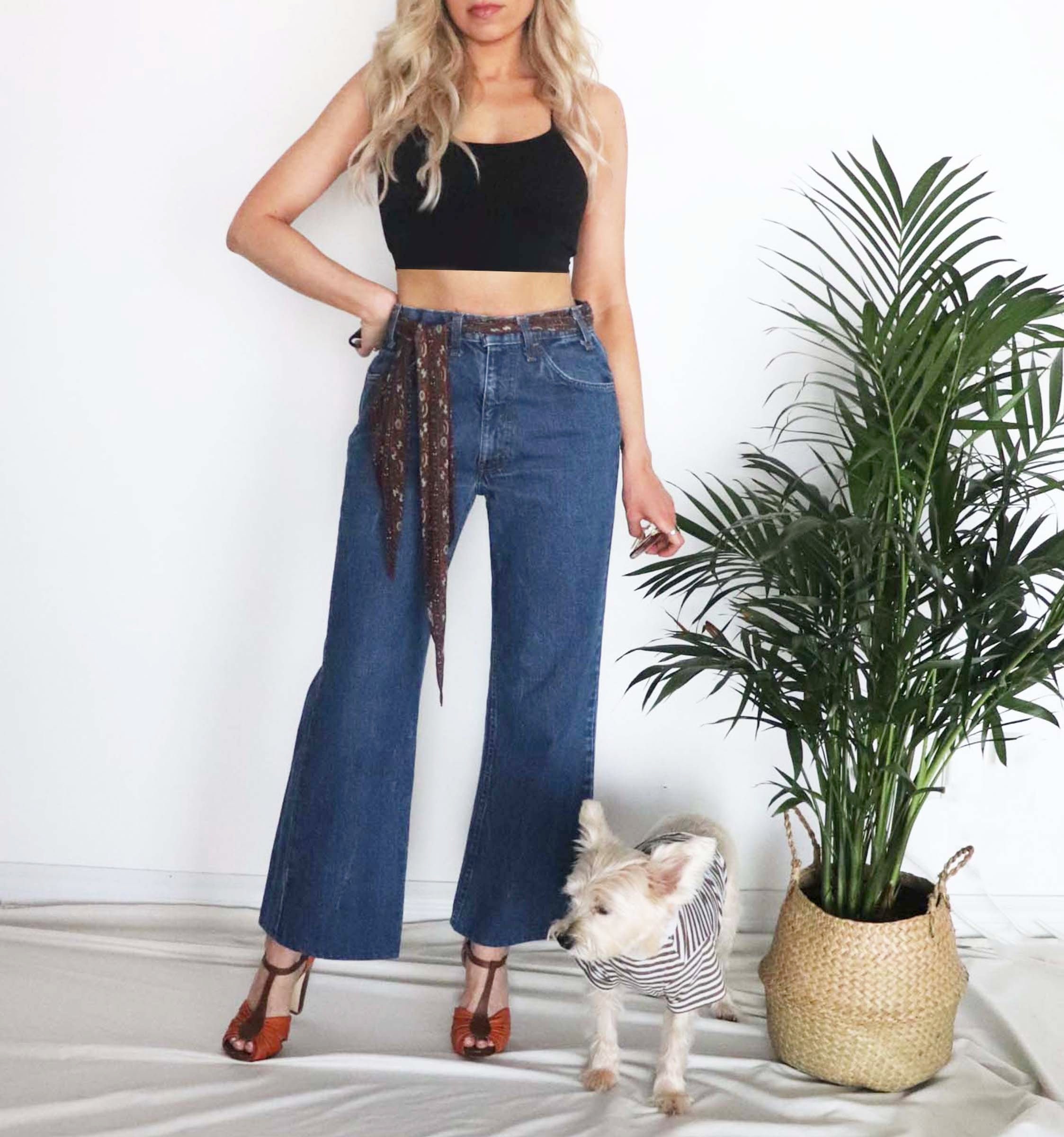 1970's LEVIS Wide Leg Flared Jeans, Cropped Kick Flare Wide 1970's LEVIS Wide Leg Flared Jeans, Cropped Kick Flare Wide