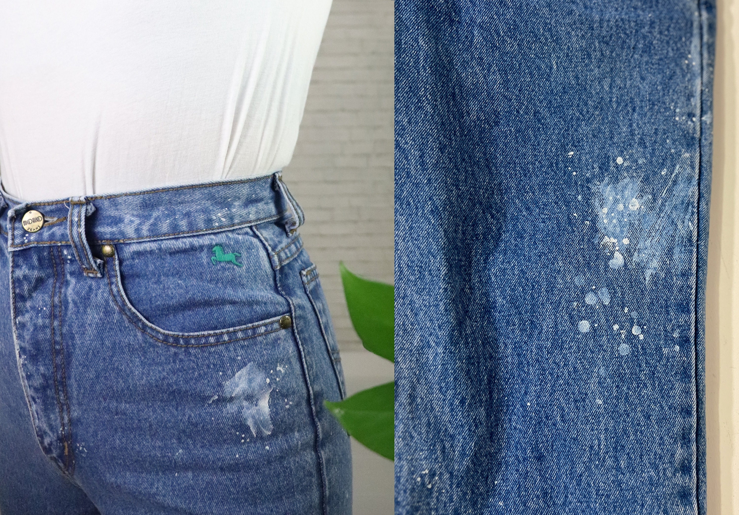 1980's Hoko's Painted Jeans | 25 to 26 Waist | High Waist