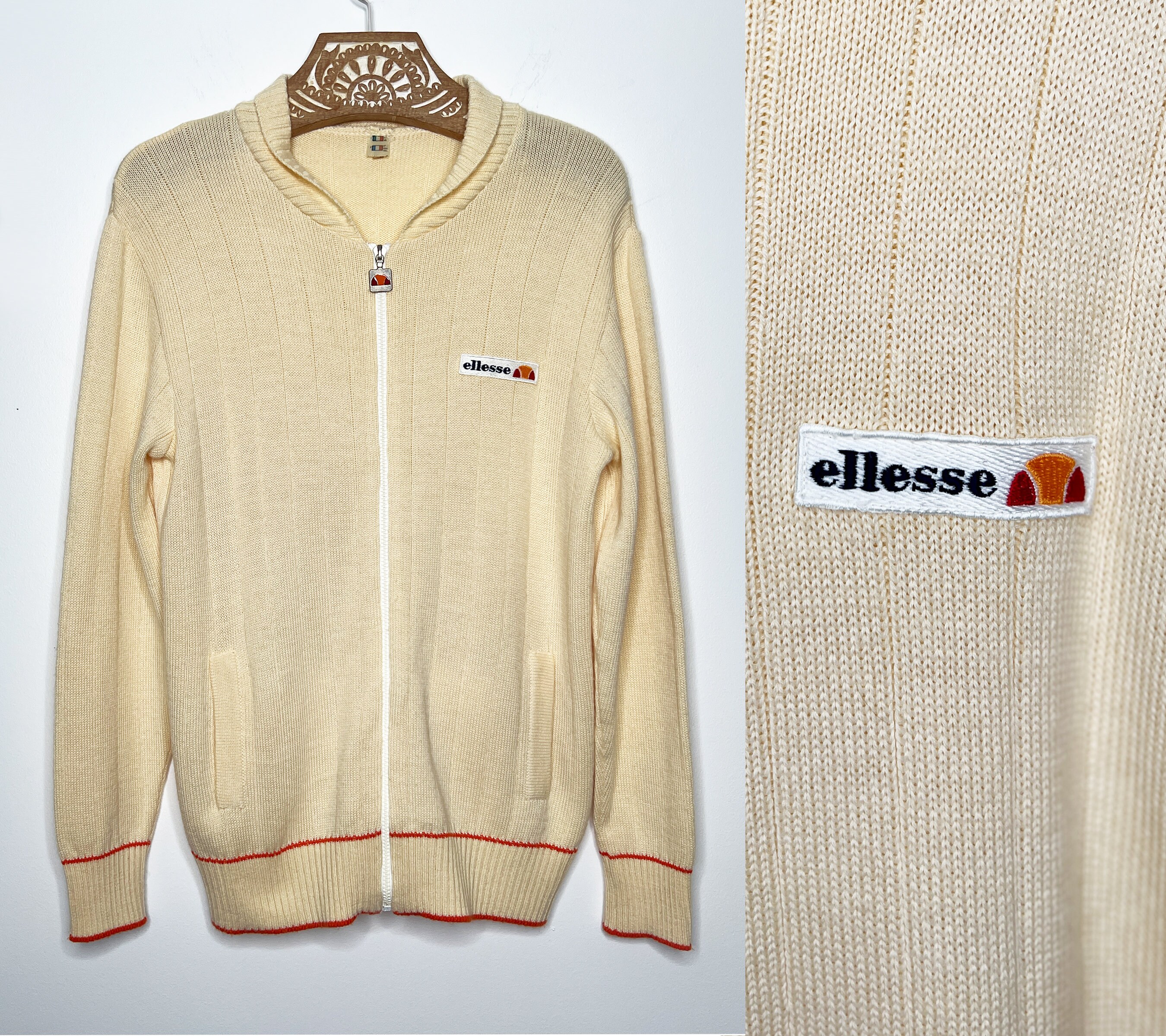 1973 ELLESSE Tennis Cardigan | Medium Size Mens | Made in 1973 ELLESSE Tennis Cardigan | Medium Size Mens | Made in