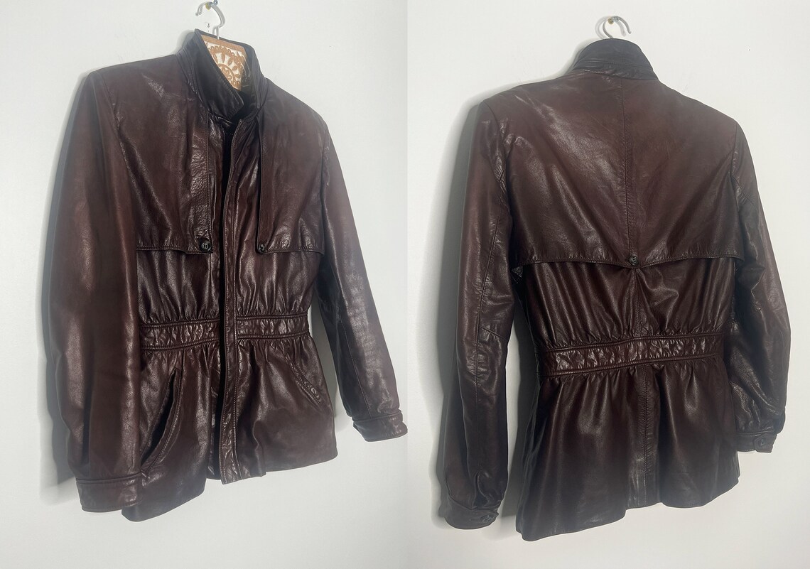 1970's Whiskey Leather Jacket Unisex Fit Size Small Etsy