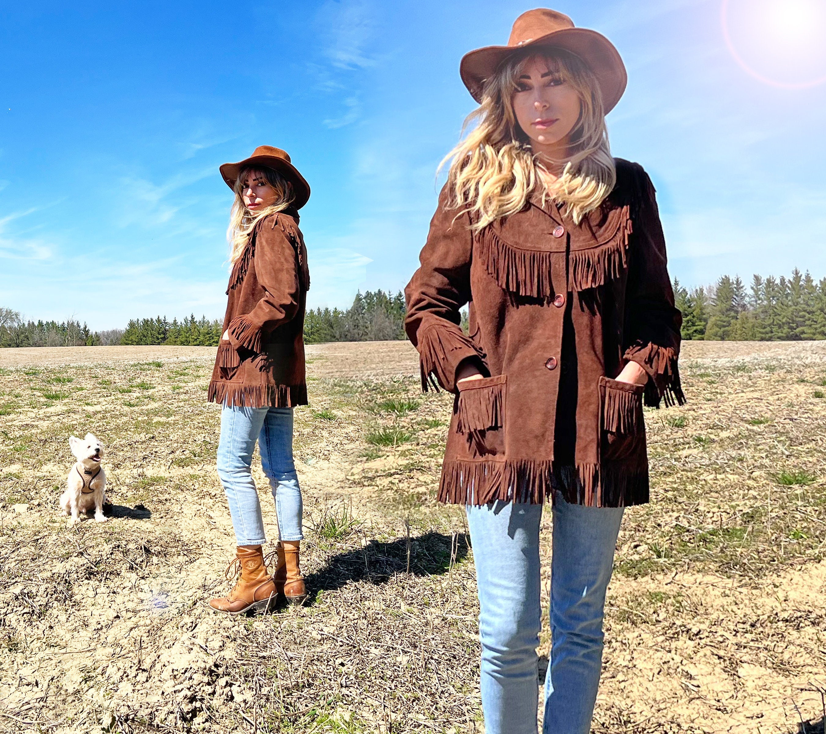 Women Western Jacket Suede Fringes Cowgirl Jacket Native -  Sweden