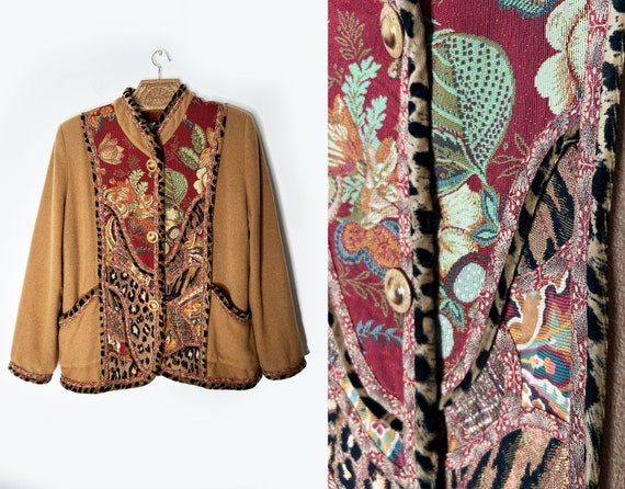Vintage Brown Wool Tapestry Jacket | Medium Size … - image 6