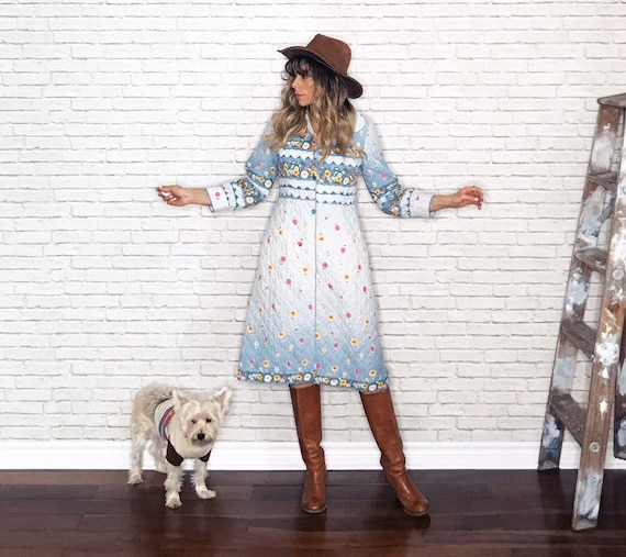 70's Quilted Prairie Dress • Italian Quilted House