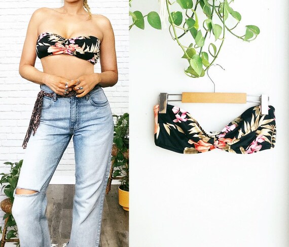 70s Bandeau Bikini Top, Strapless Swim Top, Summer