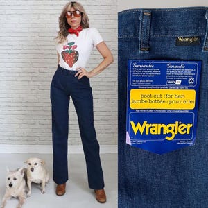 70s Wrangler Jeans | 27 Waist | Vintage High Waist Deadstock NOS Indigo Blue Denim image 1