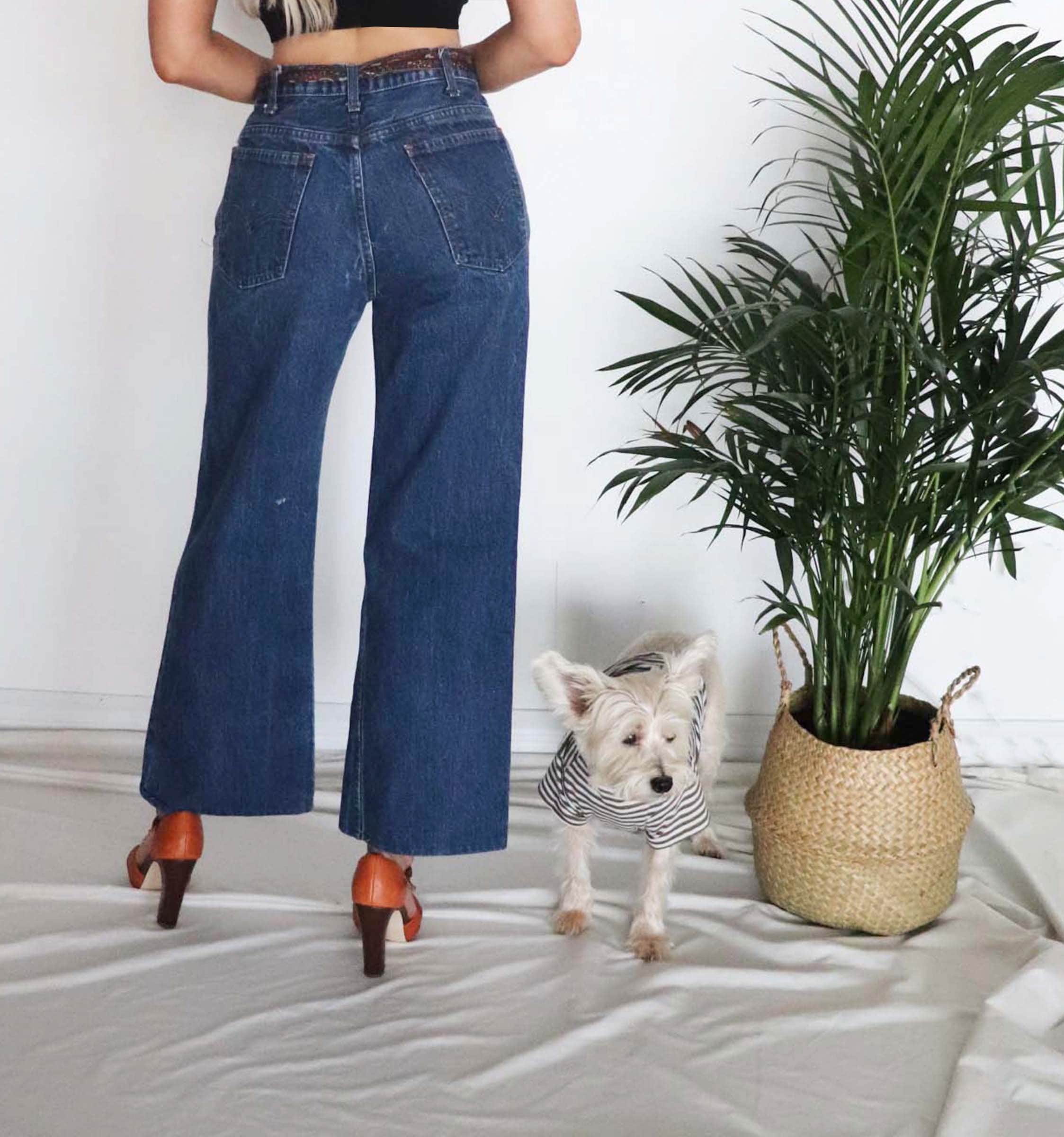 1970's LEVIS Wide Leg Flared Jeans, Cropped Kick Flare Wide 1970's LEVIS Wide Leg Flared Jeans, Cropped Kick Flare Wide