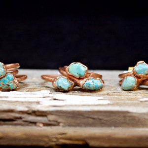 Turquoise Stone Ring / Electroformed Genuine Turquoise / Statement Turquoise Jewelry / Boho Bridal Ring / Natural Raw Turquoise
