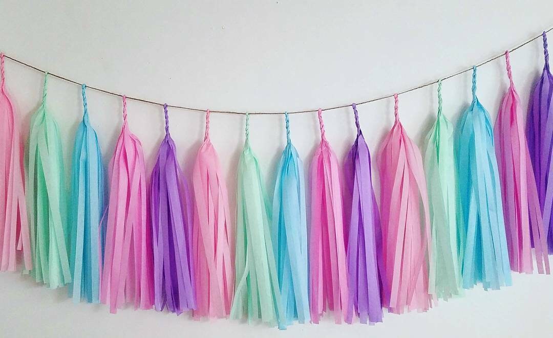 Unicorn Tassel Garland Unicorn Party Easter Garland Goth Pastel Tissue Garland Easter Tassels Pastel Garland