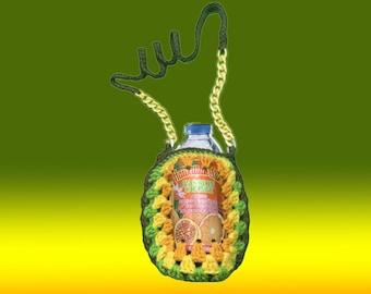 Upcycled Aluminum Can Crochet Crossbody water bottle tote phone carrier OOAK Handmade in Hawaii