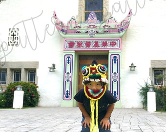 Crochet Lion Dance Cap Pattern: Toddler Chinese New Year (PDF Pattern)