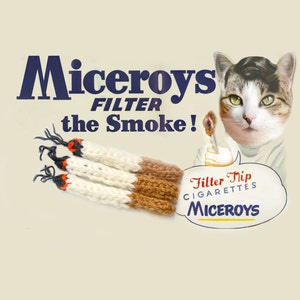 Knitted Cigs Catnip toys niparette cigarette cats kitten cat lovers Miceroy Viceroy Mac Demarco handmade to order OOAK