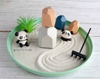 Wooden Stacking Block Zen Garden Panda Lover Gifts Desk Accessory Ornament Silly Architecture Gifts for Student Therapy Mindful DIY Kit BDay
