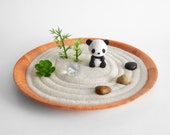 SHIPS MAY 3rd - Panda Mini Zen Garden Lucky Bamboo Sand Garden Kawaii Animal DIY Kit Fidget Toy Gifts Under 20 Cubicle Decor