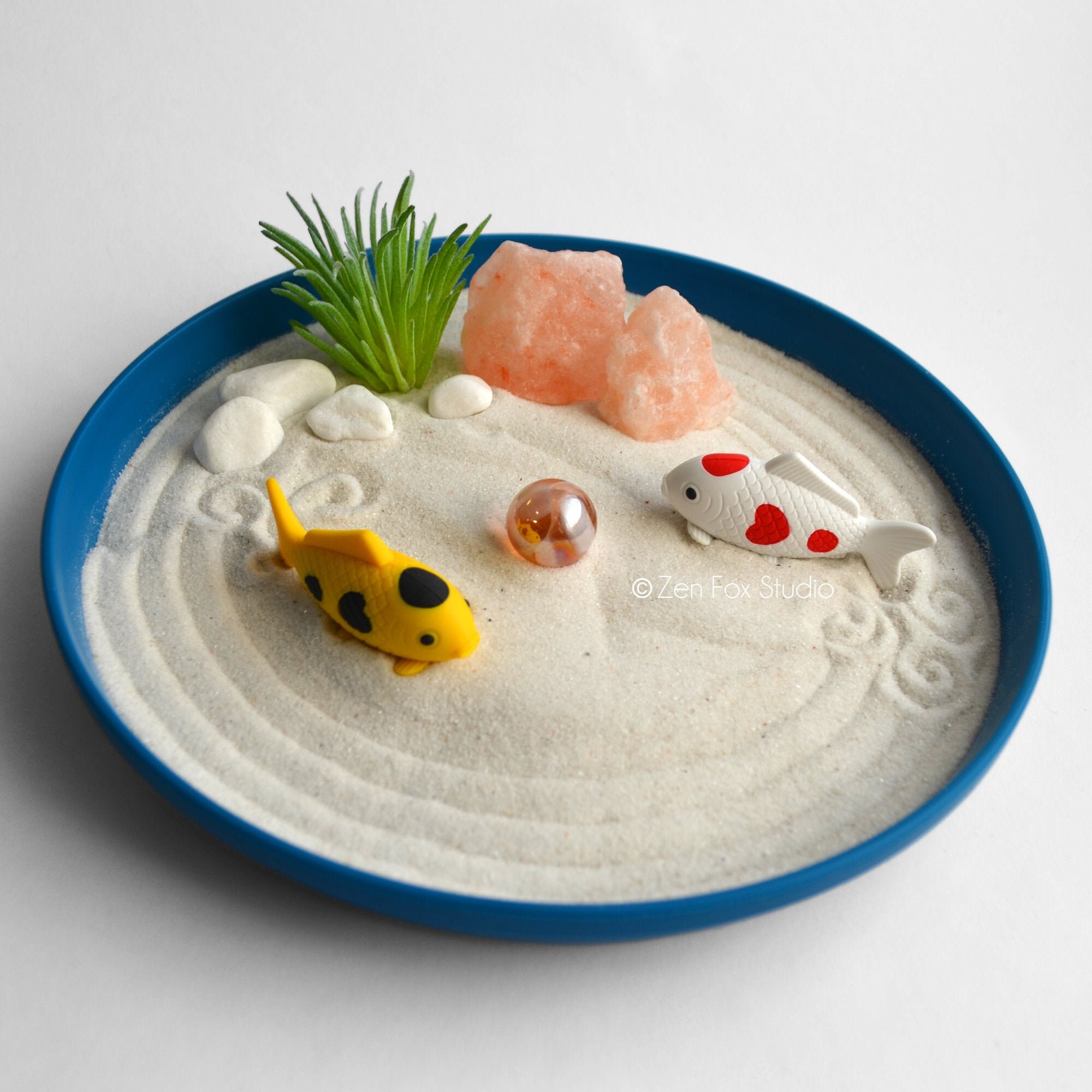 Koi Pond Zen Garden // Himalayan Salt Decor Air Plant Holder Home Off…