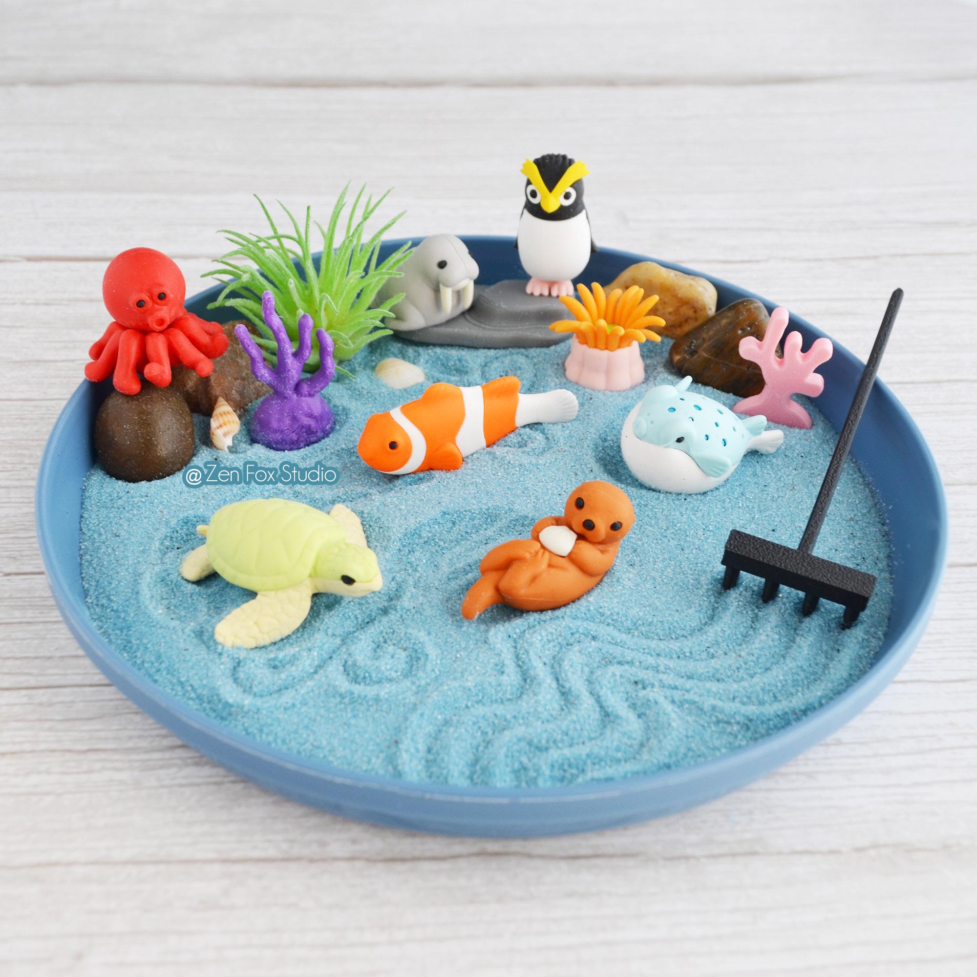 Ocean Mini Zen Garden // Blue Desk Accessory DIY Mindfulness