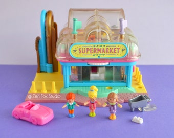 Vintage Polly Pocket Light-Up Supermarket Complete Bluebird Toys Pollyville Playset Nostalgia Millennial Gifts Her Desk Accessory 90s Baby