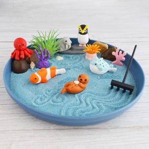 Ocean Mini Zen Garden // Blue Desk Accessory DIY Mindfulness