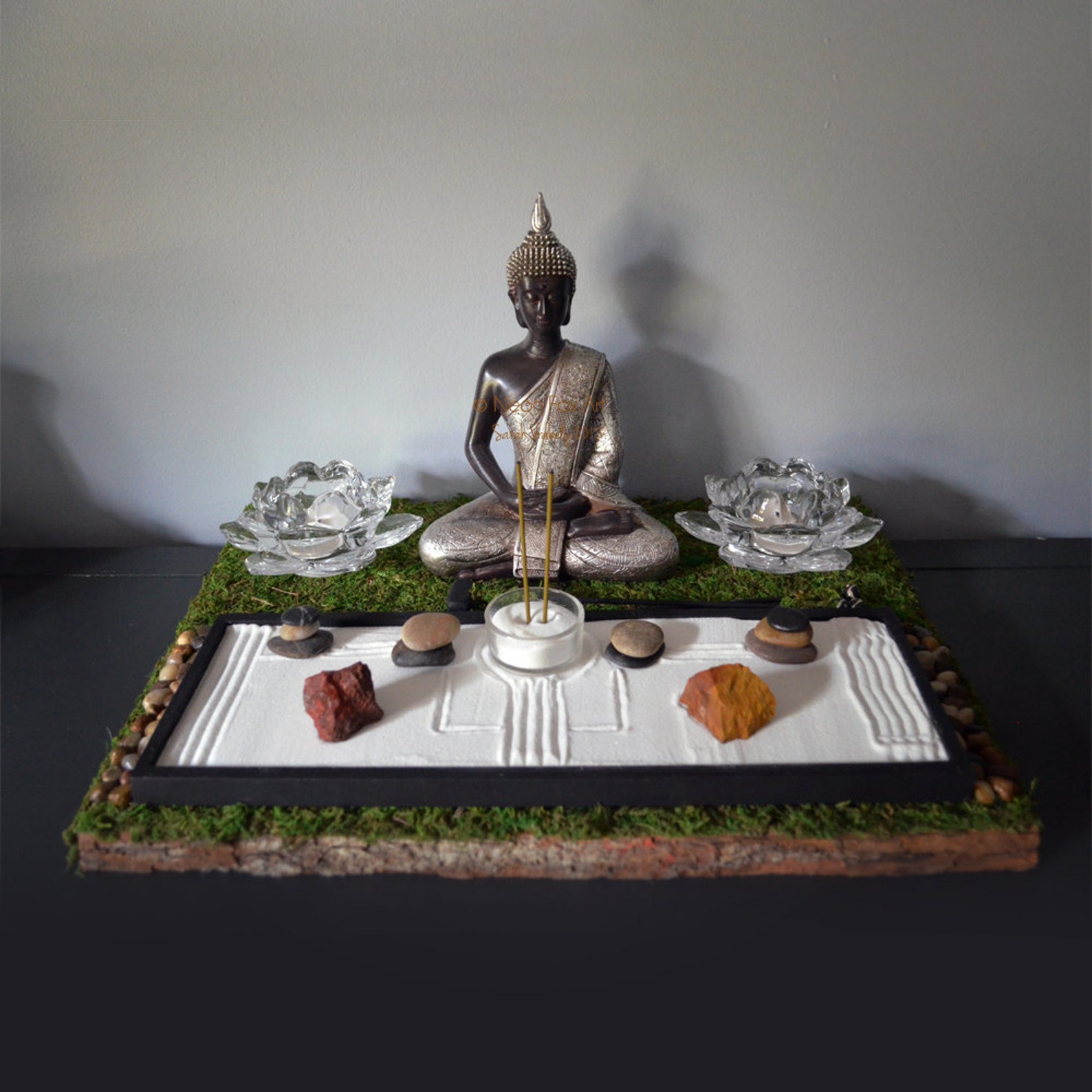 Meditación estatua de Buda / / Altar budista / mesa Santuario Etsy