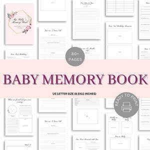 Afdrukbaar babygeheugenboek | Digitale download van 8,5 x 11 inch